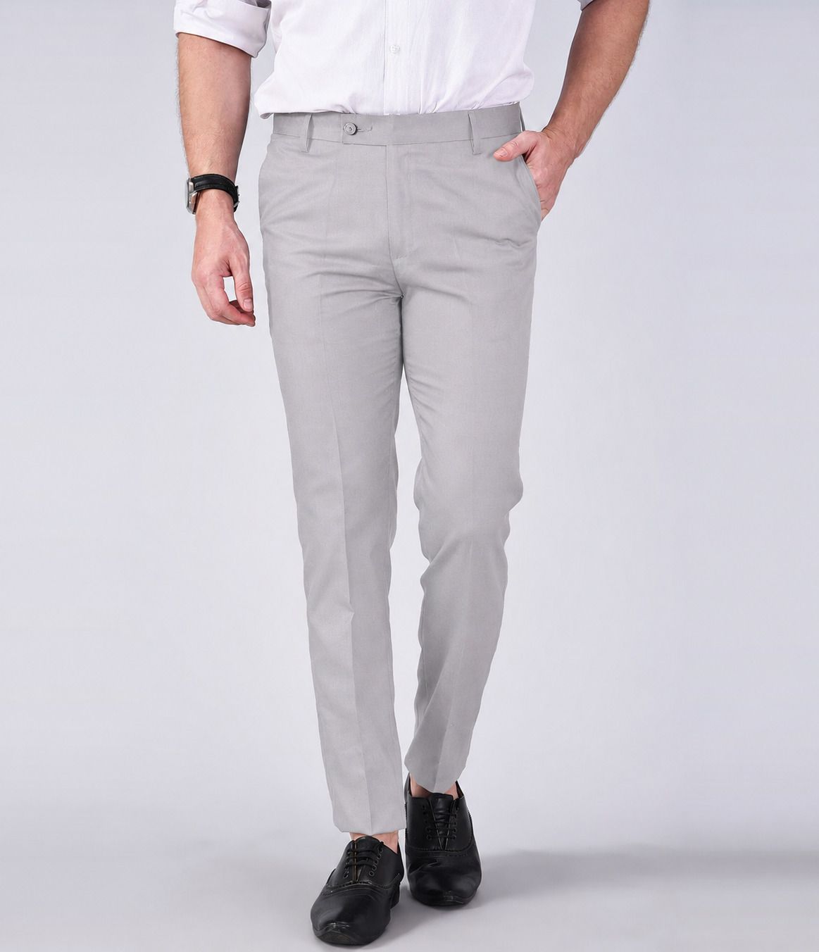 metronaut Regular Fit Men Grey Cotton Blend Trousers-picture-12