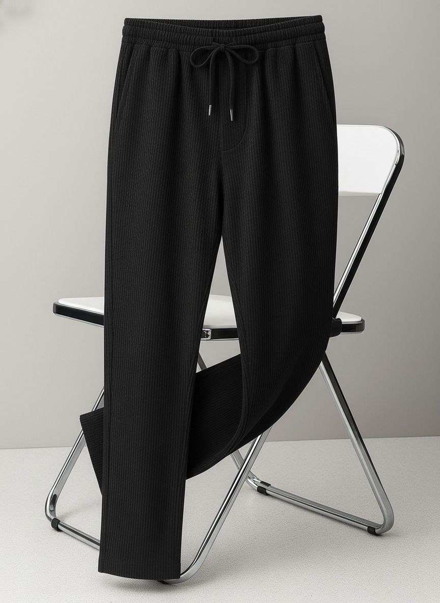 indiclub Men Regular Fit Black Corduroy Trousers-picture-30