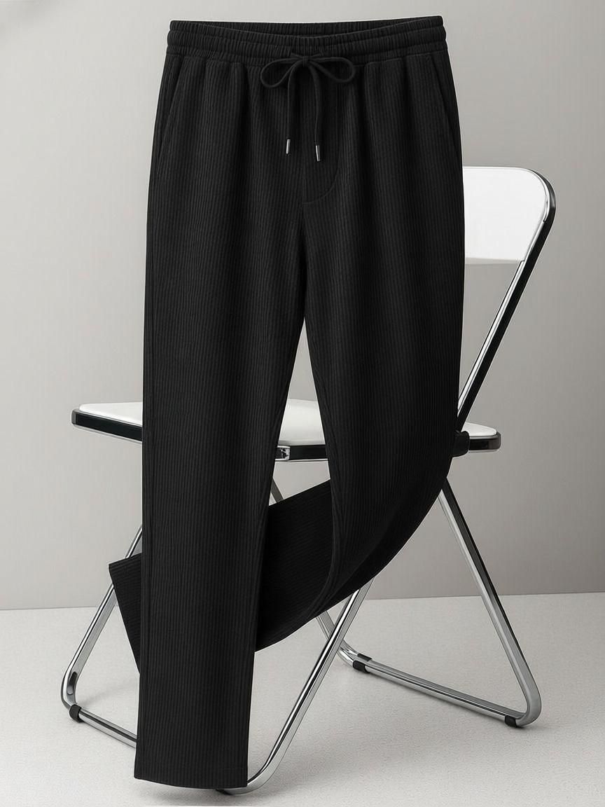 indiclub Men Regular Fit Black Corduroy Trousers-picture-23