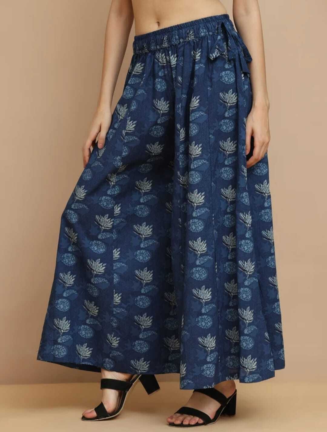 Womens CottonFloral Printed Flaerd Ethnic Plazzo Women Pyjama