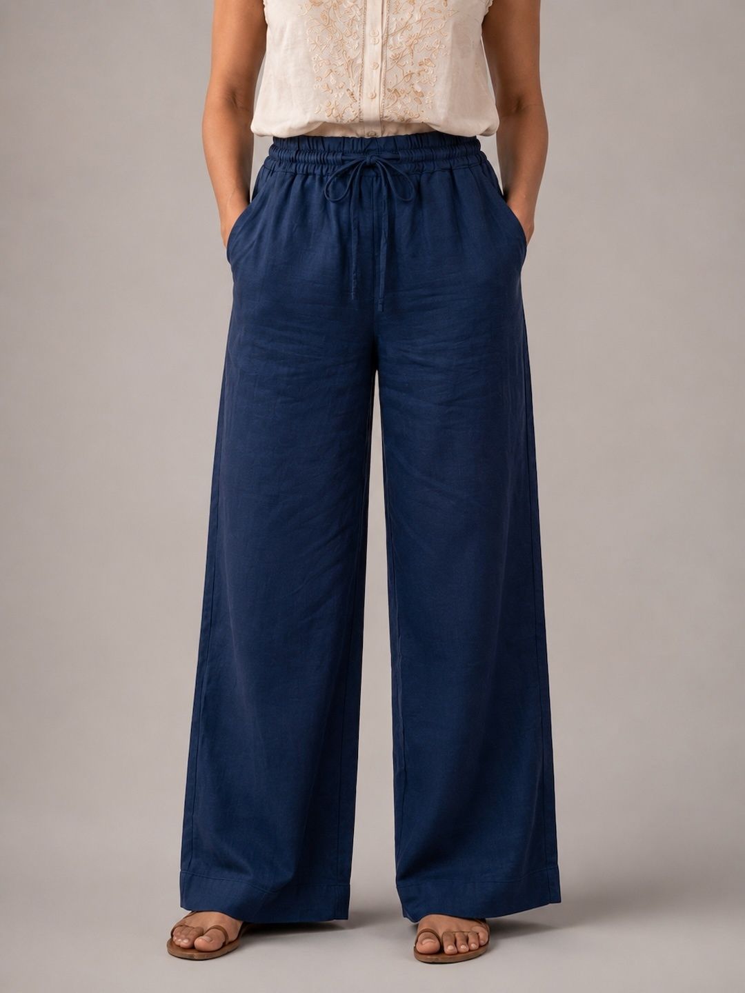 zuri Women Regular Fit Blue Pure Cotton Trousers-picture-10
