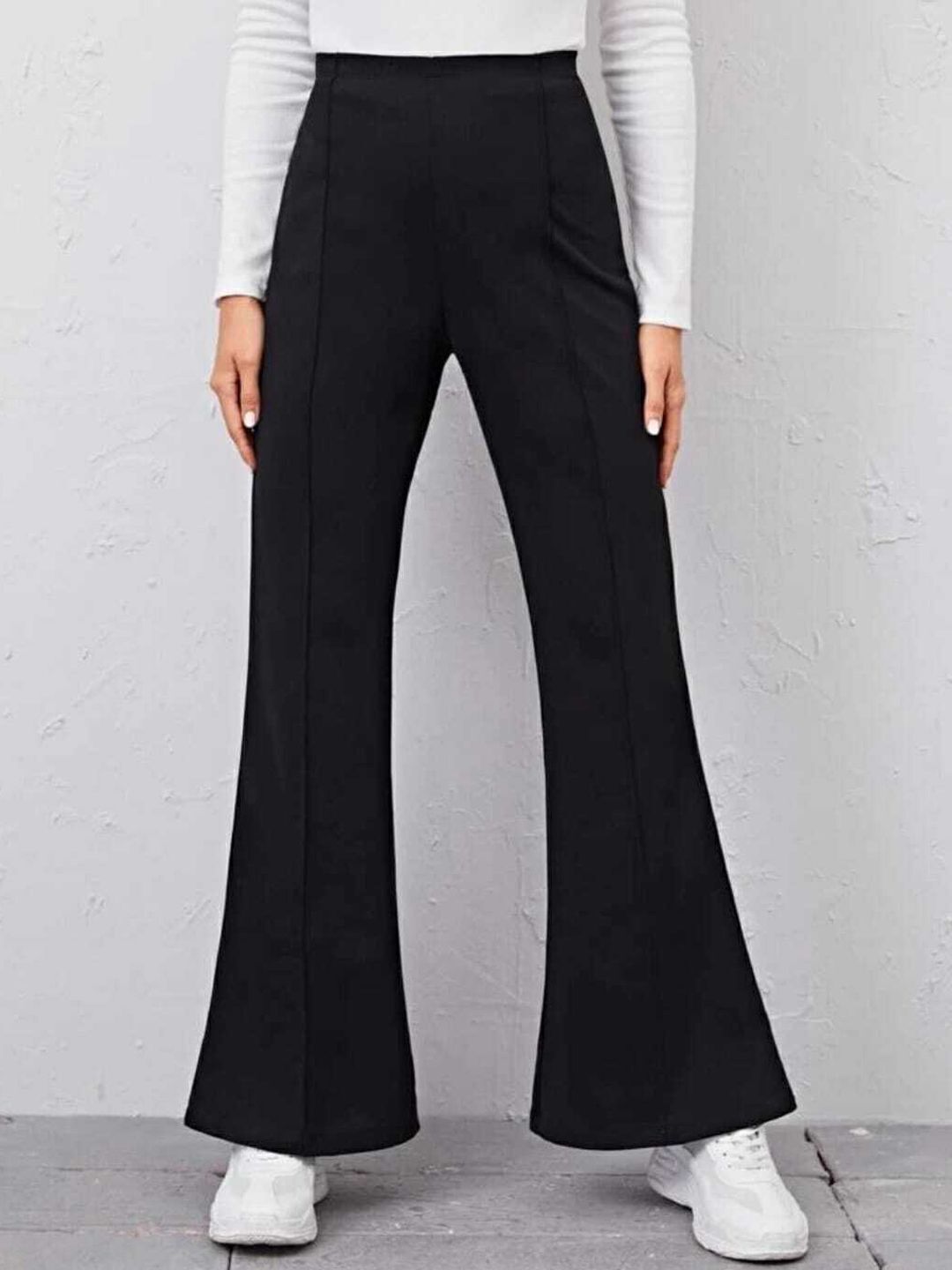broadstar Women Flared Black Lycra Blend Trousers-picture-28