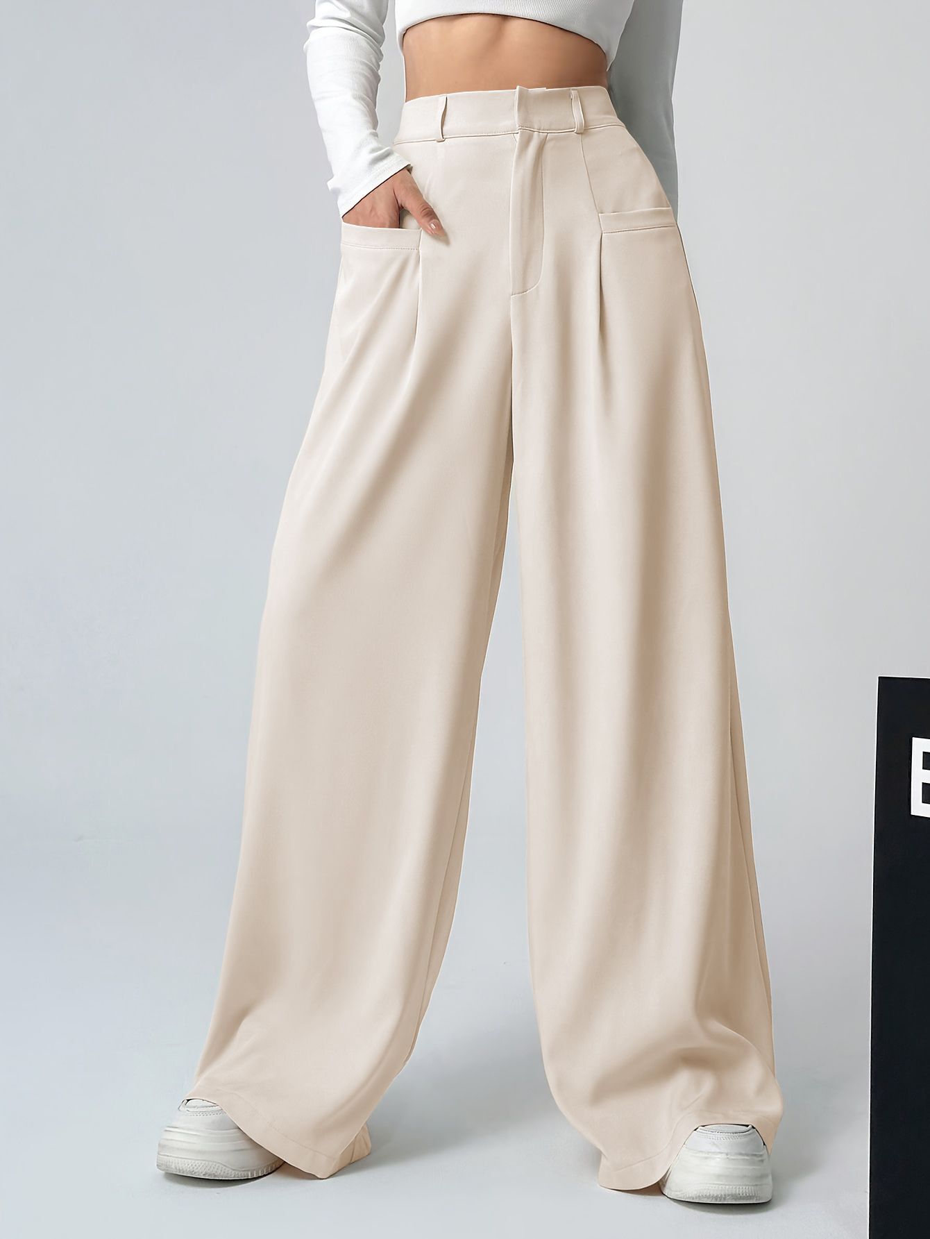Women Regular Fit White Lycra Blend Trousers-image-30