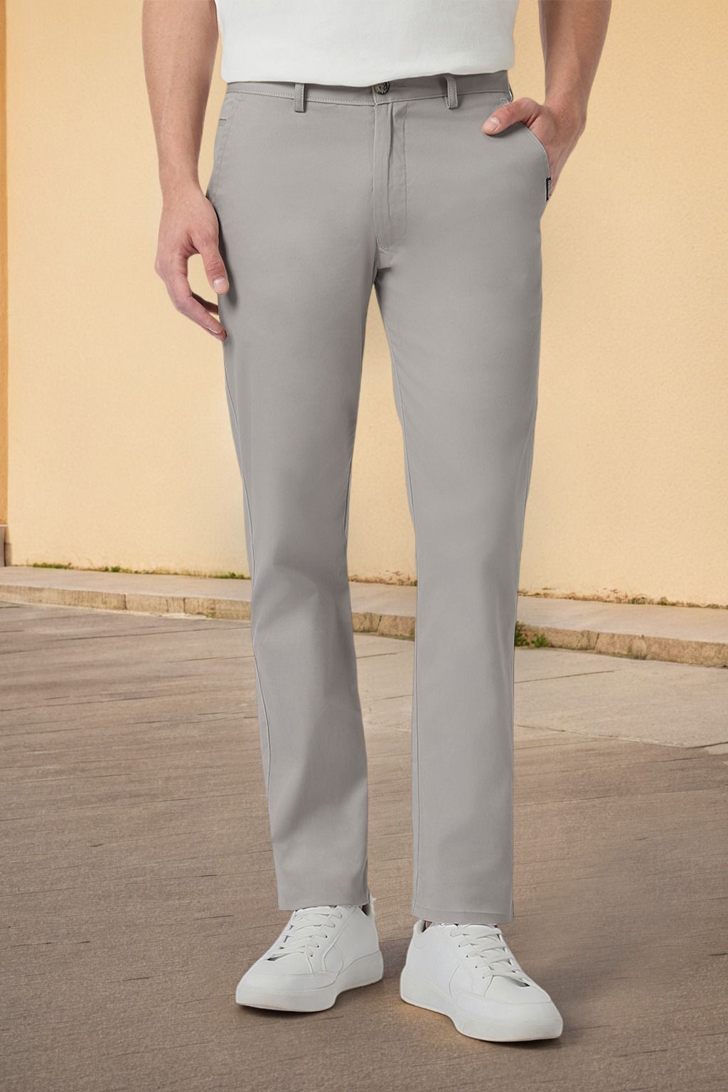 urbano fashion Men Slim Fit Grey Pure Cotton Trousers-picture-25