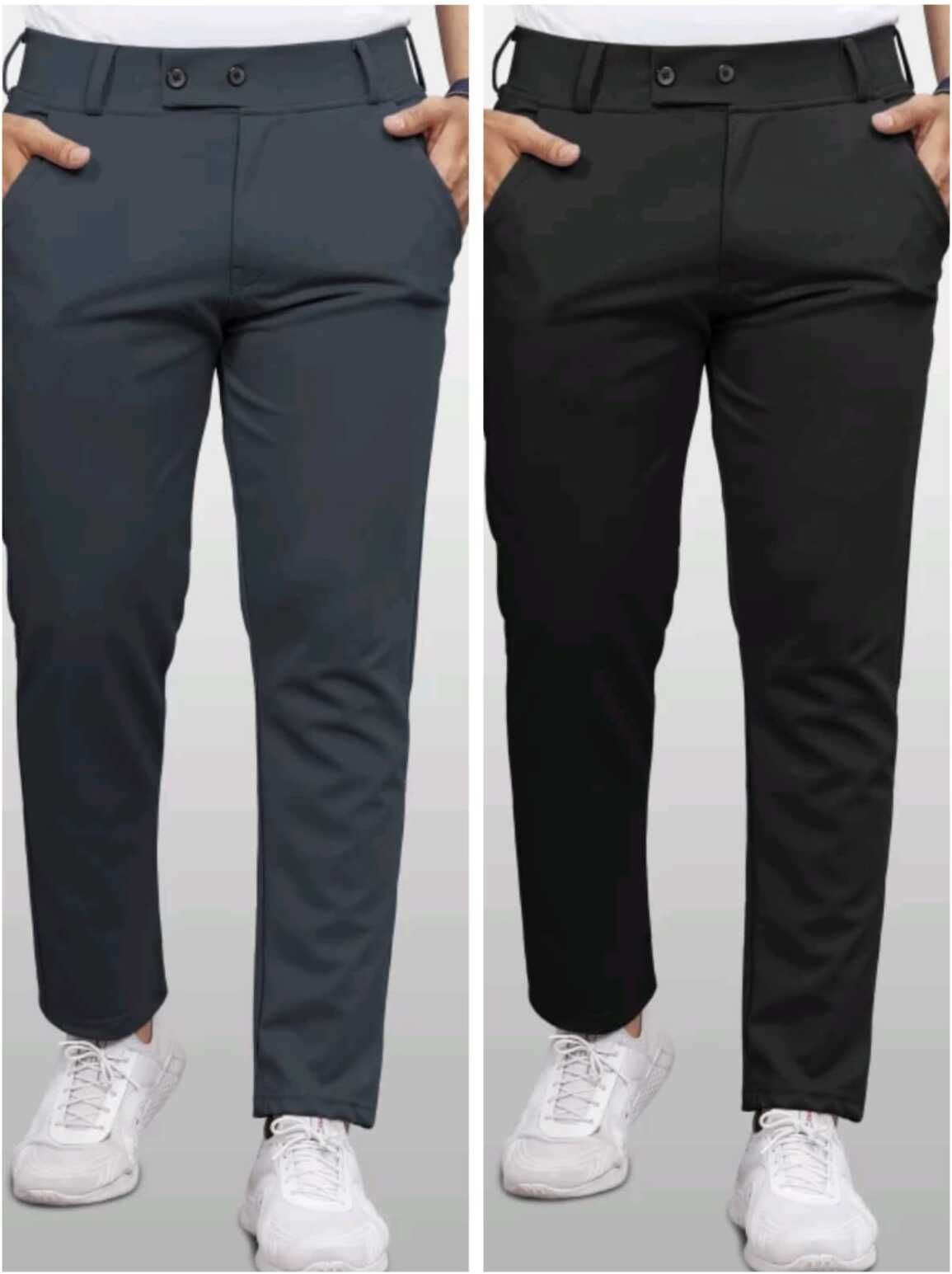 nk staylish Pack of 2 Men Solid Grey, Black Track Pants-picture-11