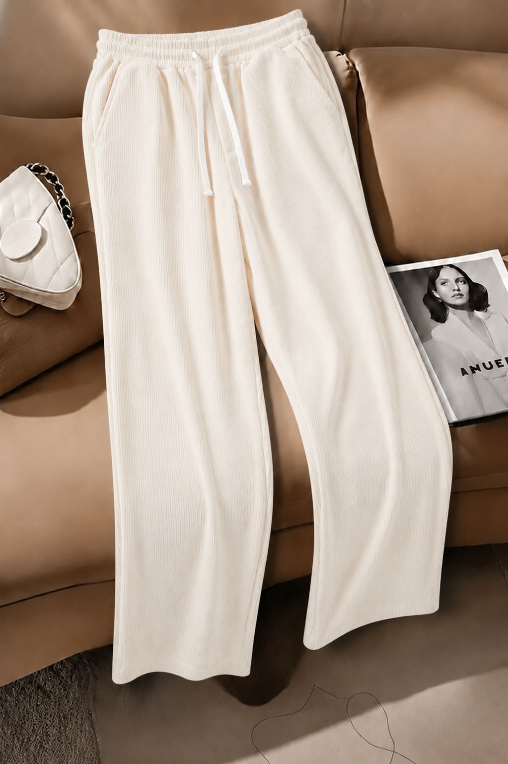 tromko Men Relaxed White Cotton Blend Trousers-picture-13
