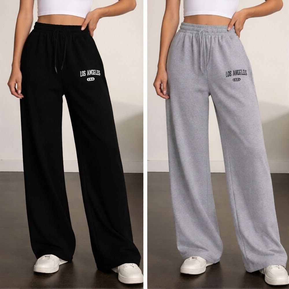 hiba Pack of 2 Women Solid Black, Grey Track Pants-picture-10