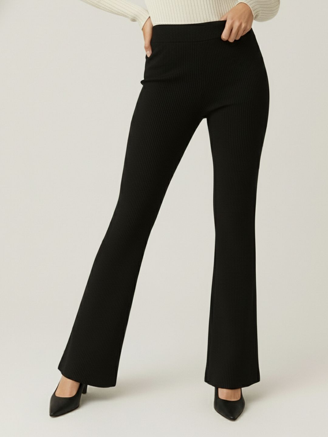 Women Regular Fit Black Polyester Trousers-image-33