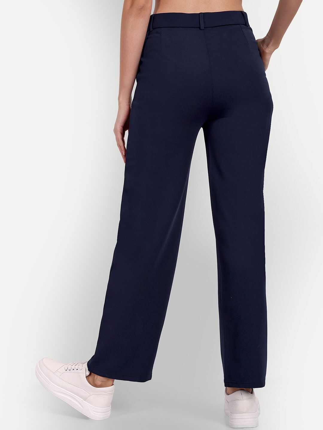 broadstar Women Straight Fit Blue Polyester Trousers-picture-0