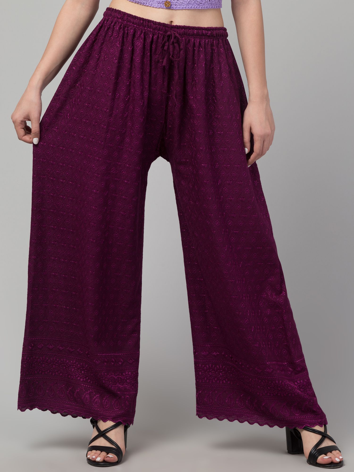 fambee Women Relaxed Purple Viscose Rayon Trousers-picture-20