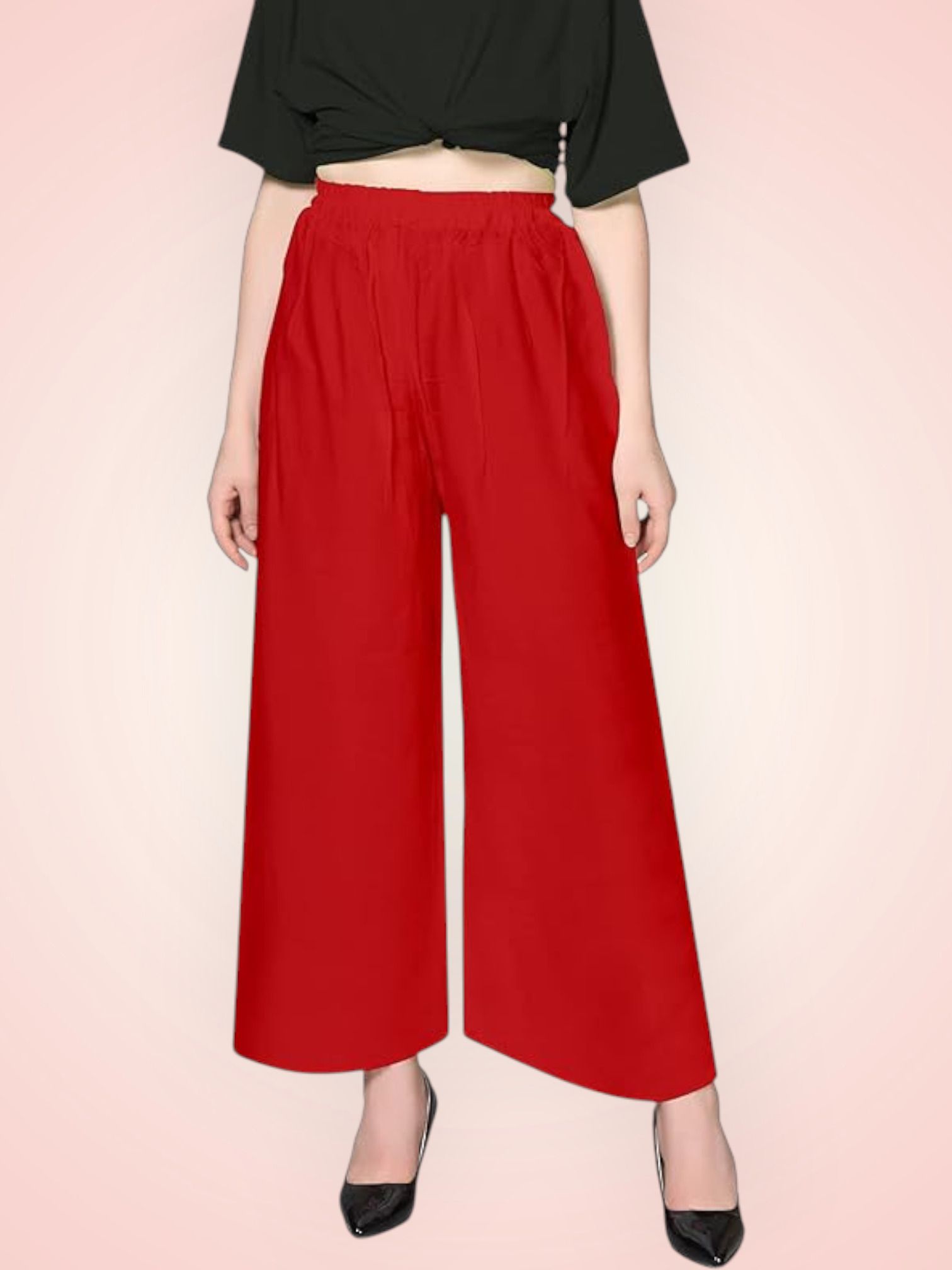 acd Women Comfort Fit Red Viscose Rayon Trousers-picture-48