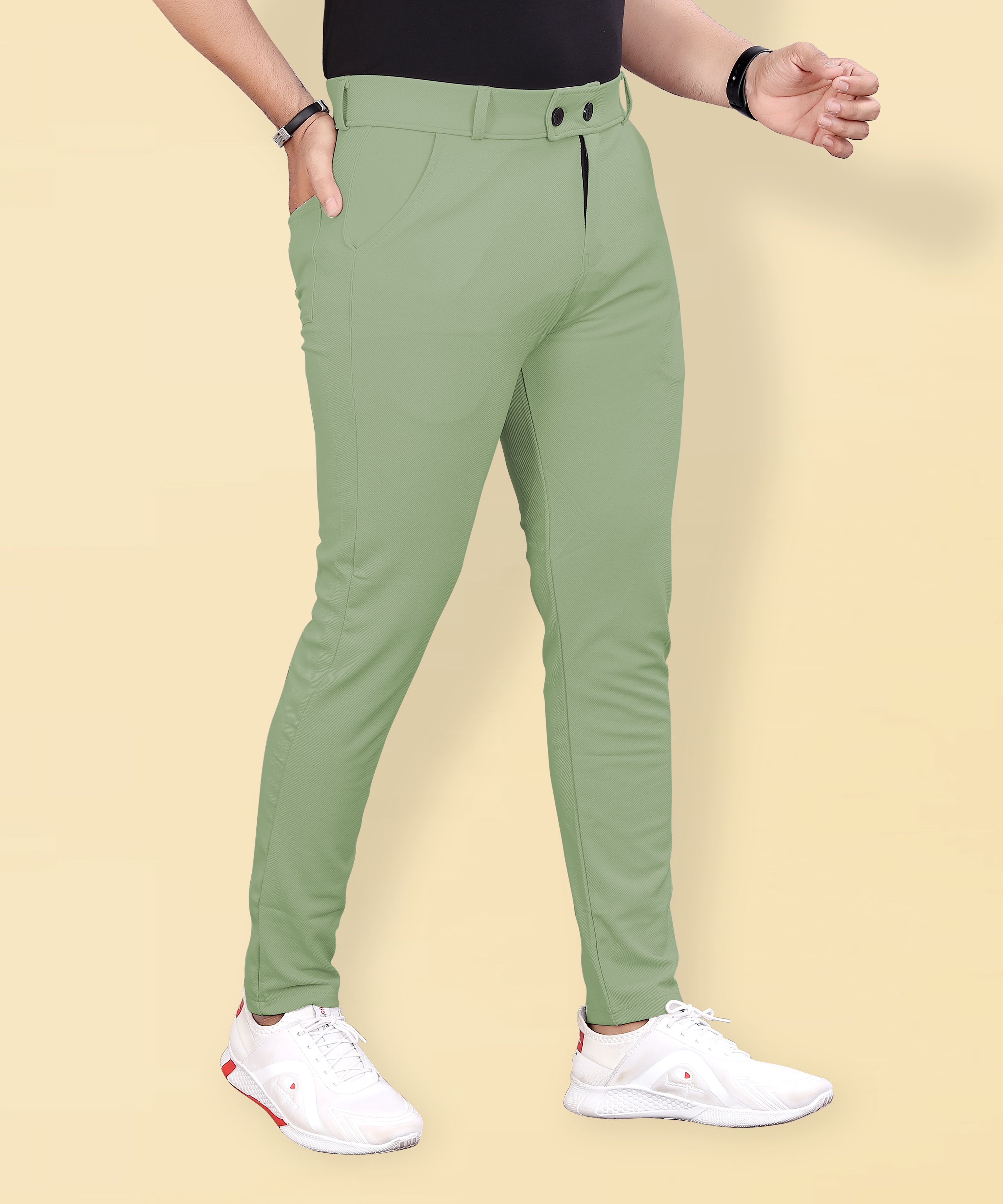 miramichi Men Regular Fit Light Green Lycra Blend Trousers-picture-13