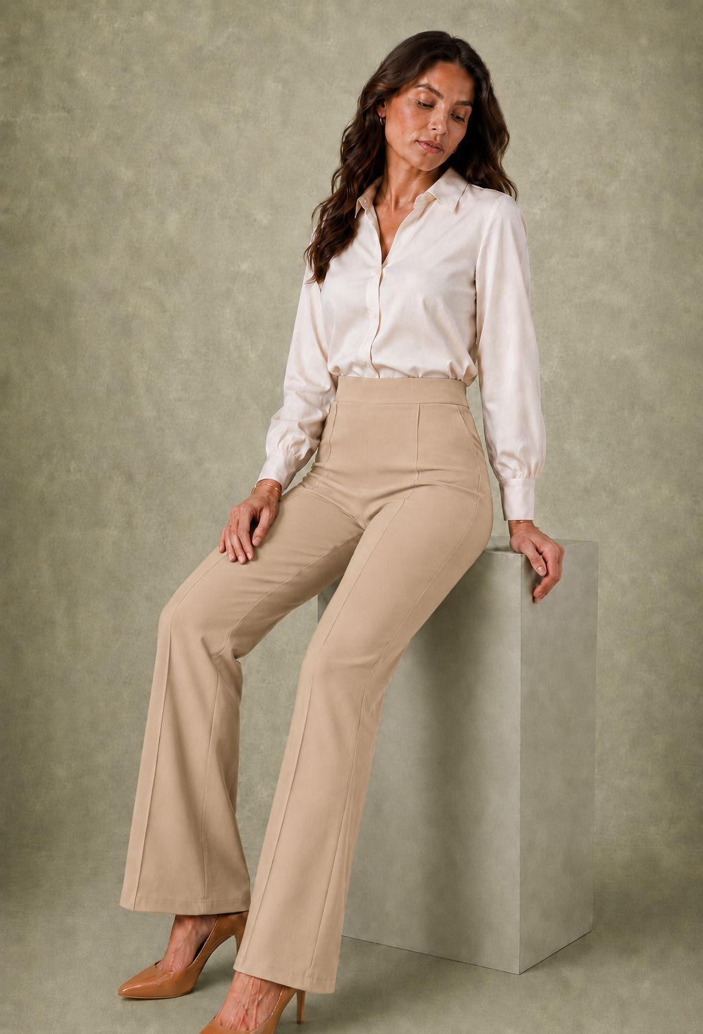 kottin creation Women Loose Fit Multicolor, Beige Cotton Blend Trousers-picture-30