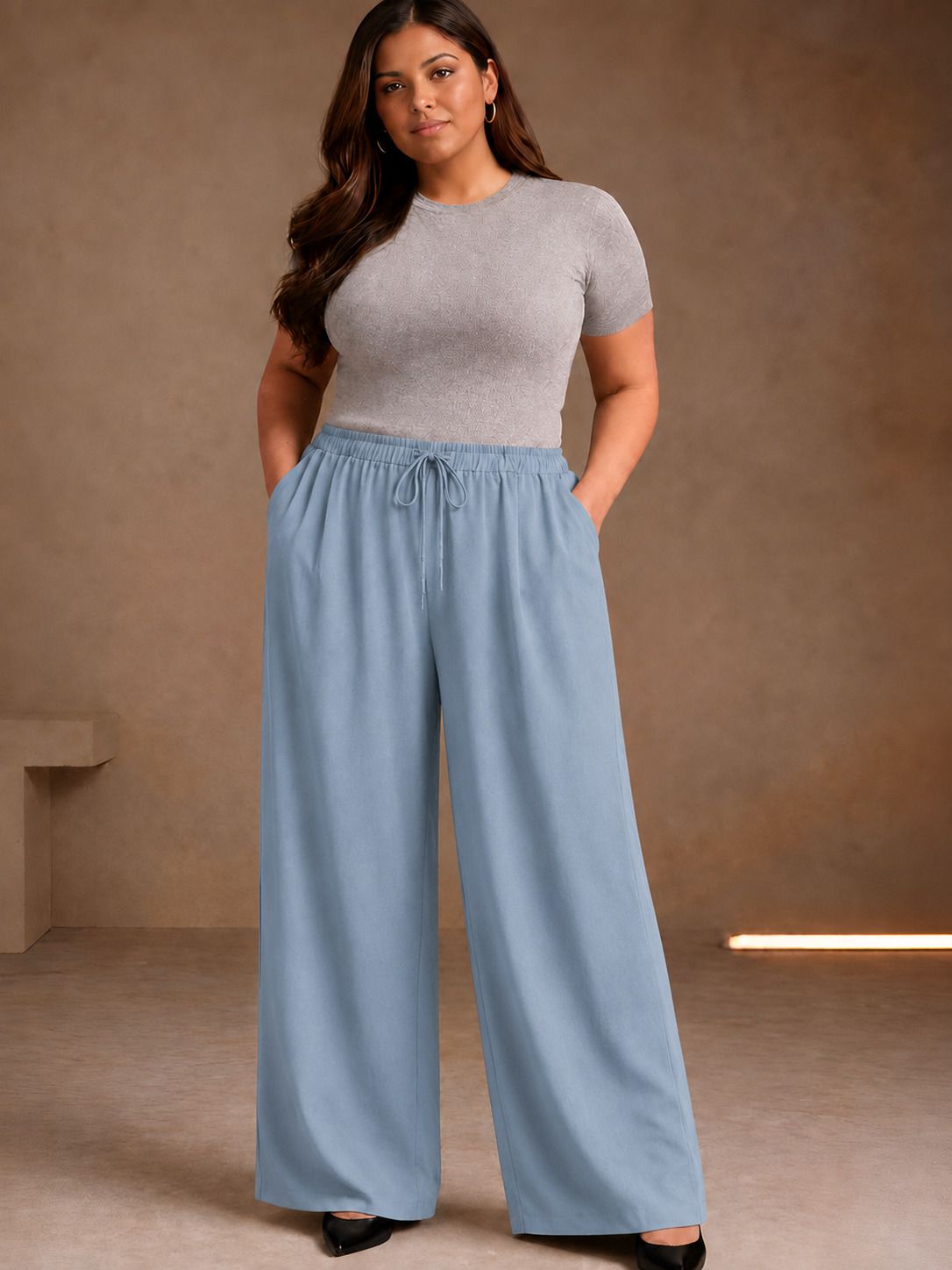 metronaut Relaxed Women Grey Cotton Blend Trousers-picture-6