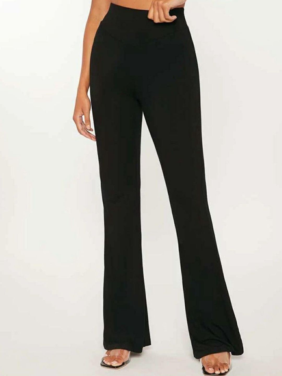 broadstar Women Flared Black Lycra Blend Trousers-picture-26