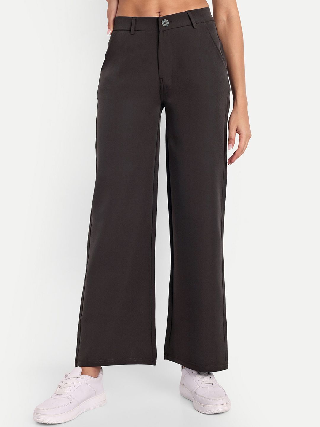next one Women Loose Fit Brown Cotton Blend Trousers-picture-20