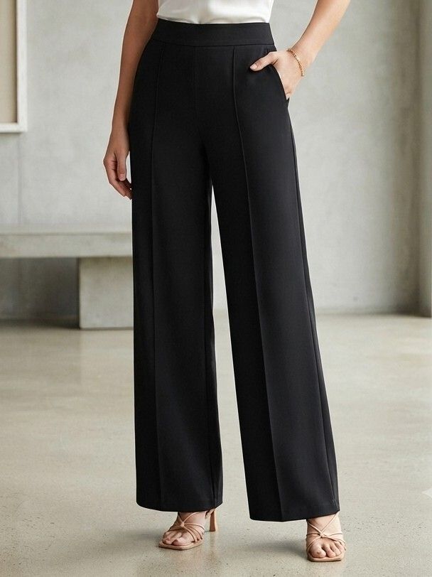 Women Straight Fit Black Viscose Rayon Trousers-image-9