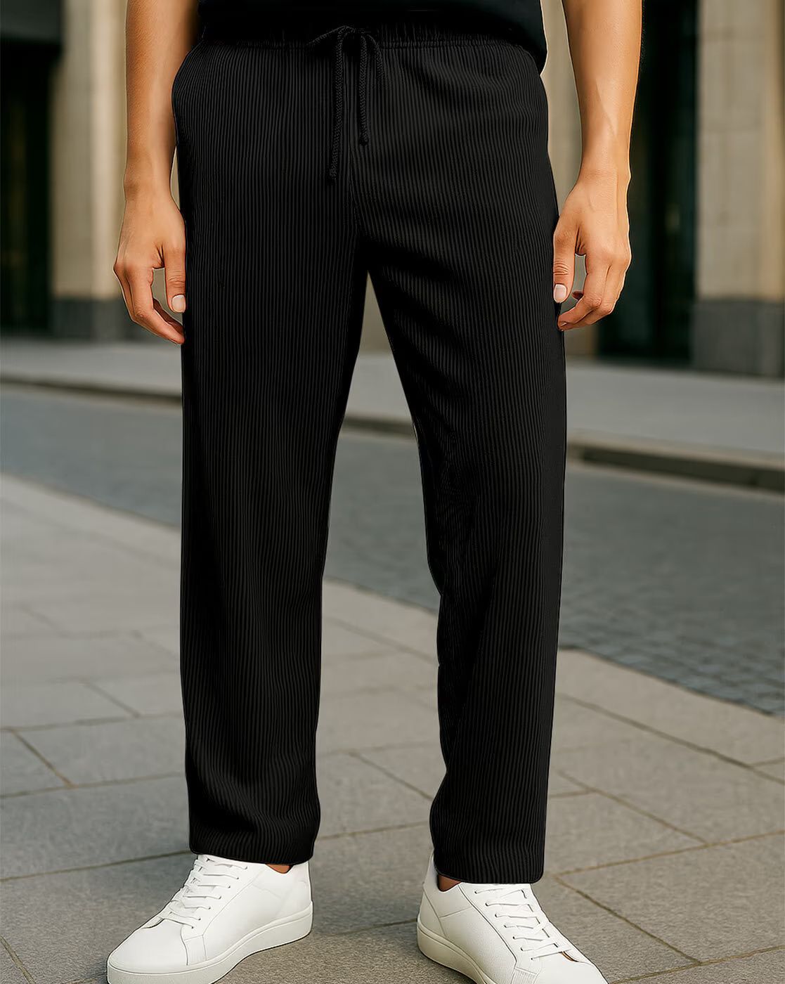 marmic fab Men Straight Fit Black Corduroy Trousers-picture-7