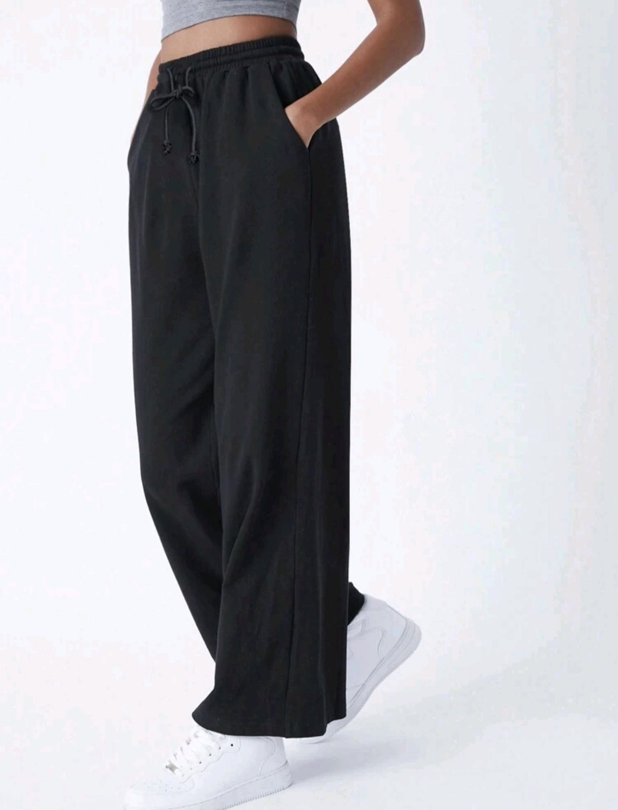 Women Regular Fit Black Polycotton Trousers