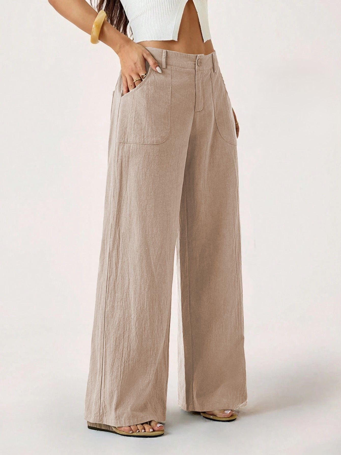leriya fashion Women Regular Fit Beige Cotton Blend Trousers-picture-29