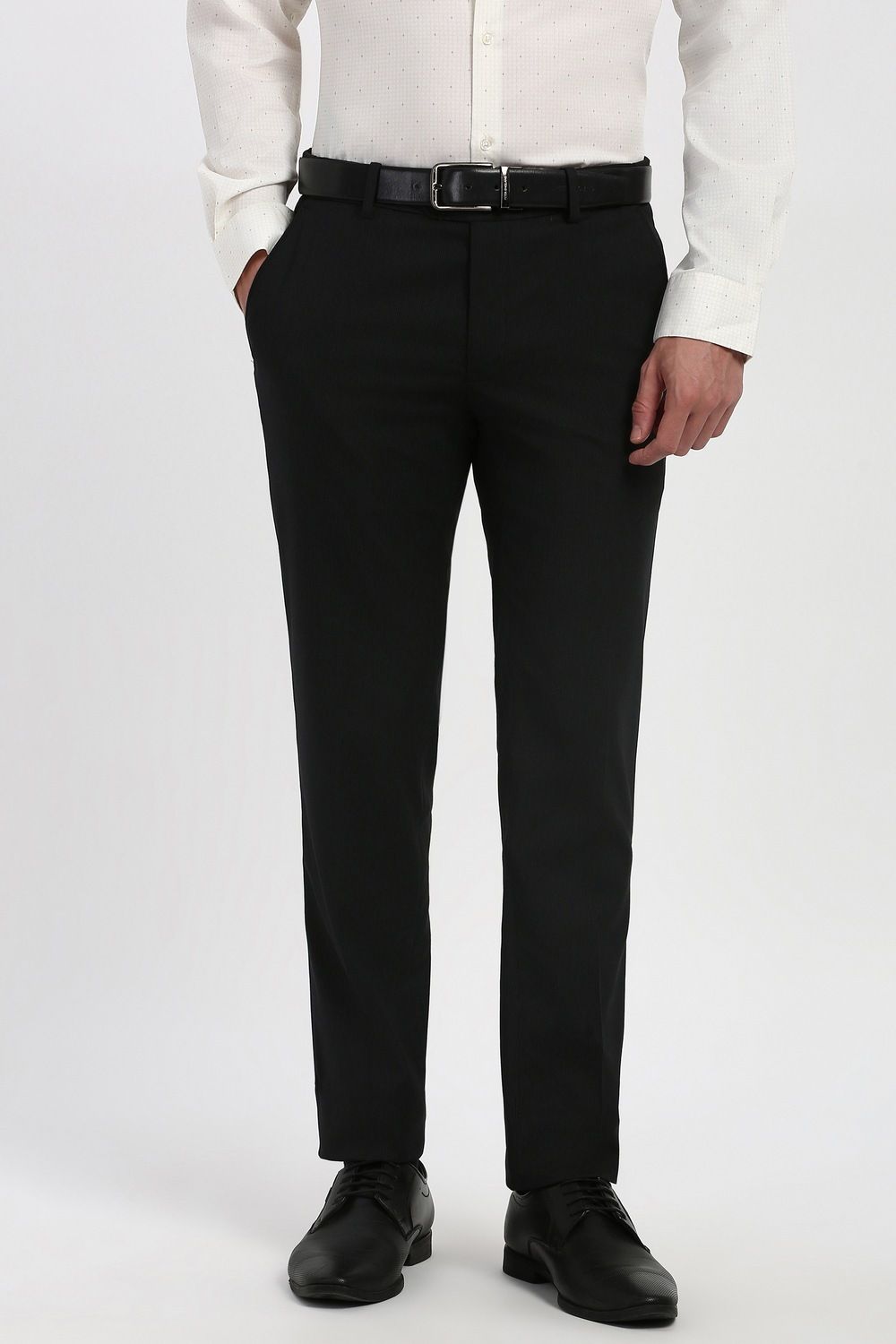 peter england Men Slim Fit Black Polyester Trousers-picture-15