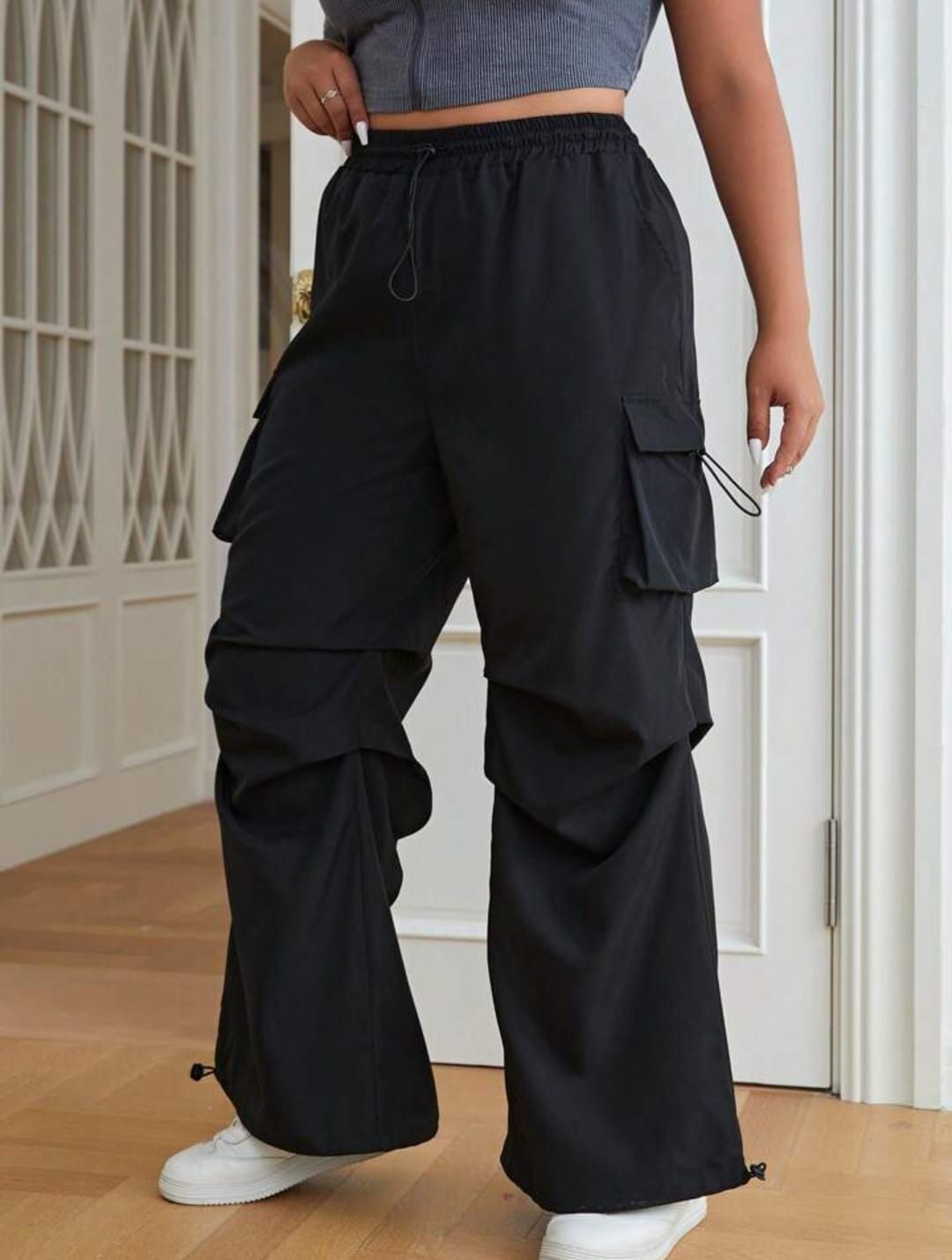 Women Regular Fit Black Modal Trousers-image-4