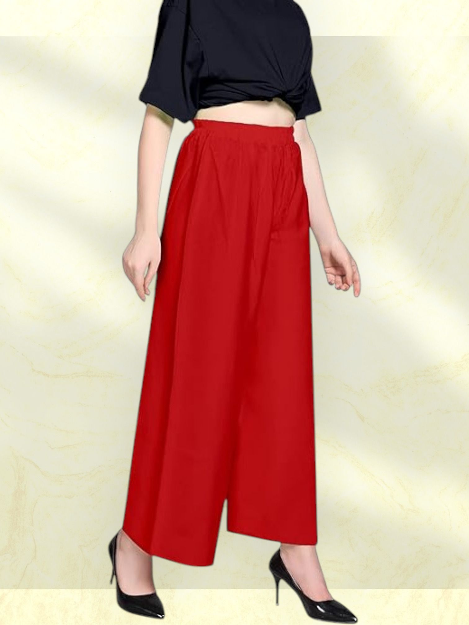 acd Women Comfort Fit Red Viscose Rayon Trousers-picture-9