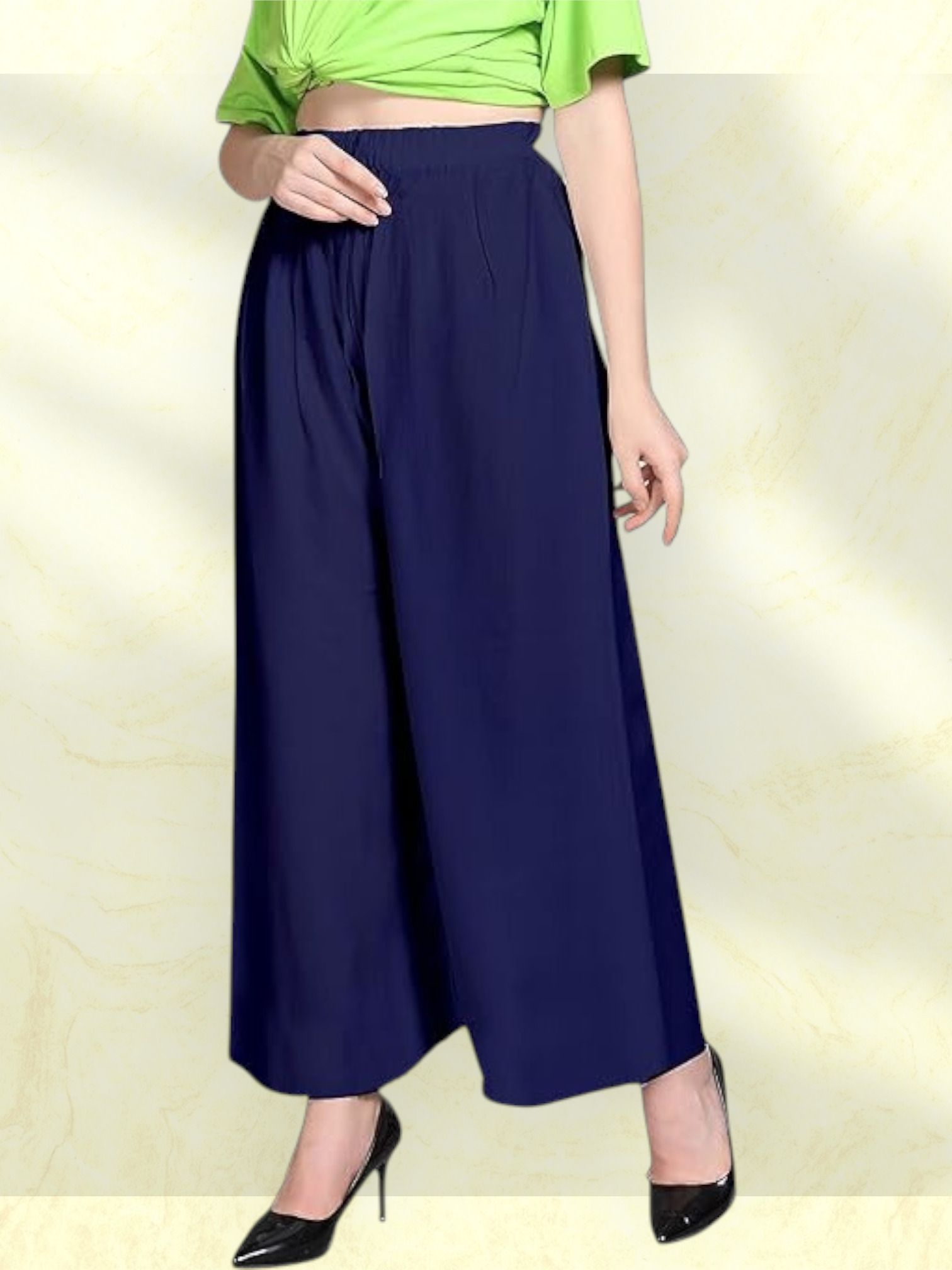 acd Women Comfort Fit Blue Viscose Rayon Trousers-picture-23