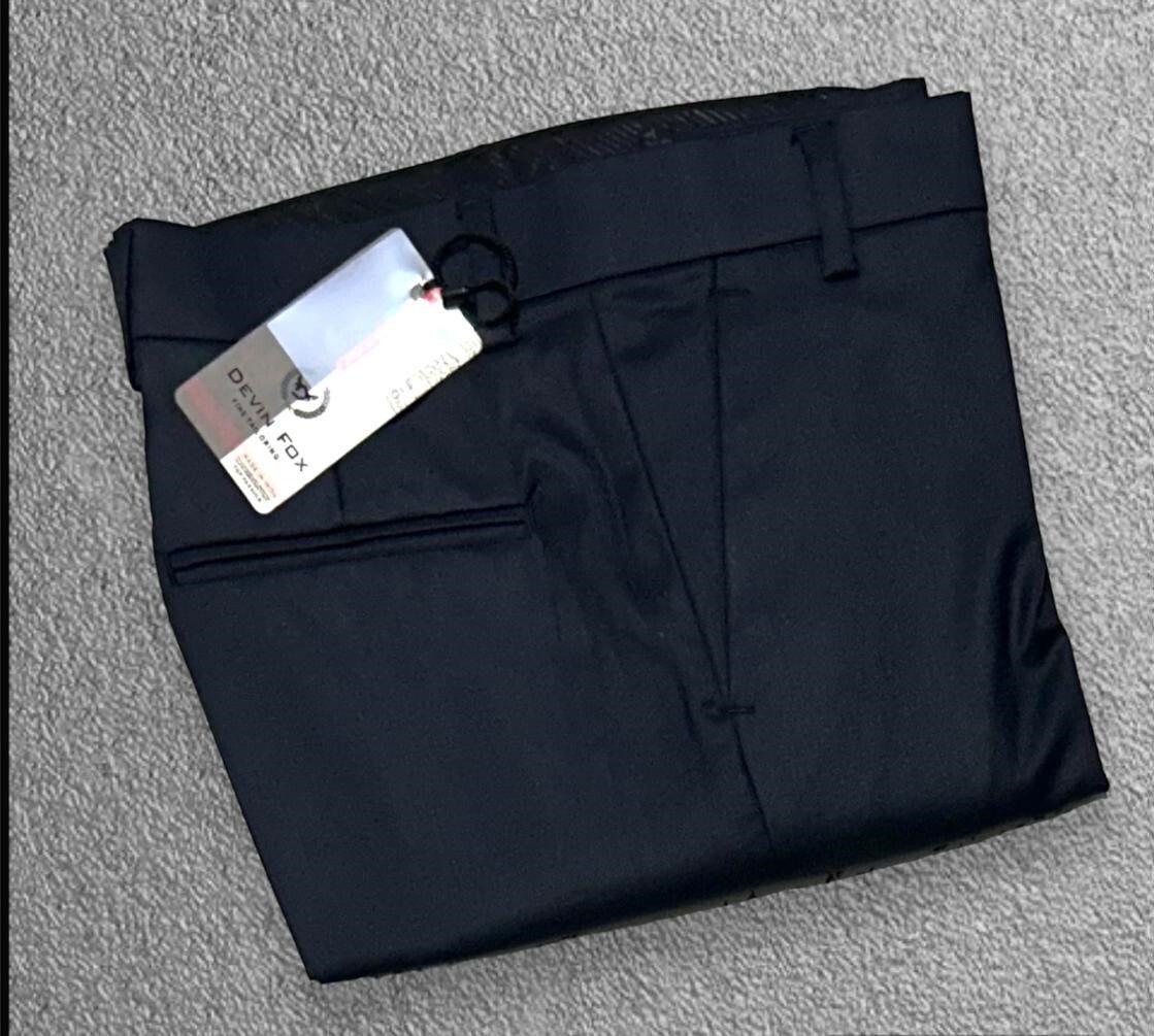 devin fox Men Regular Fit Dark Blue Cotton Blend Trousers-picture-12