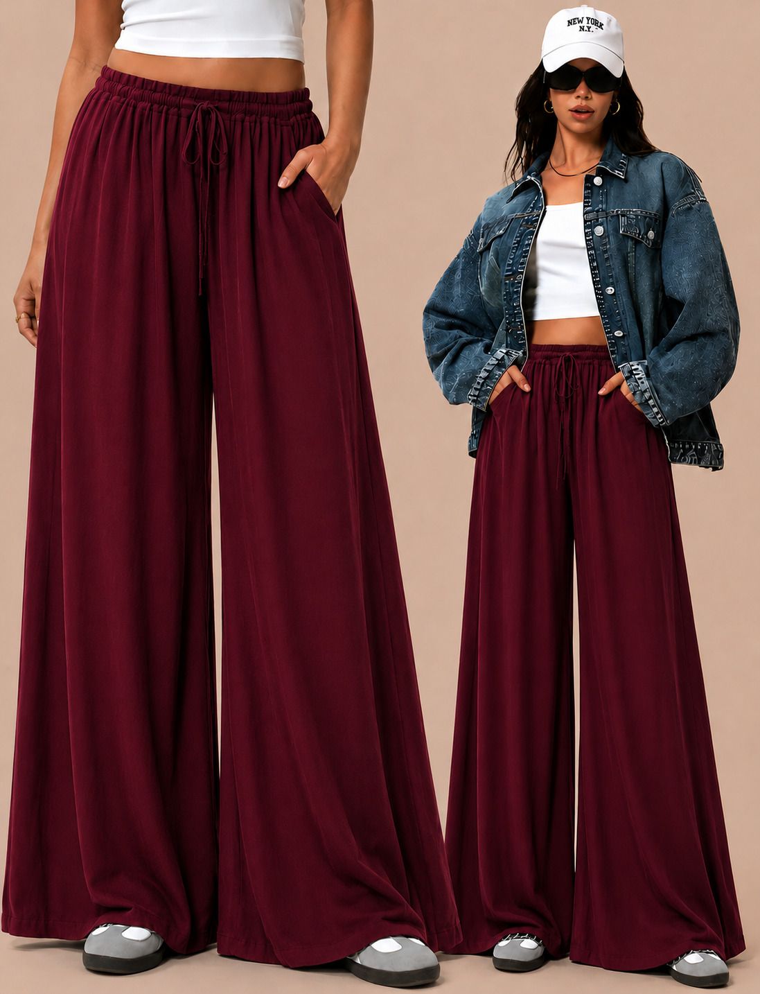 metronaut Relaxed Women Maroon Polyester Trousers-picture-38