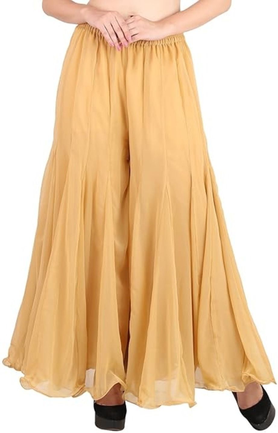 Women Relaxed Beige Georgette Trousers-image-43