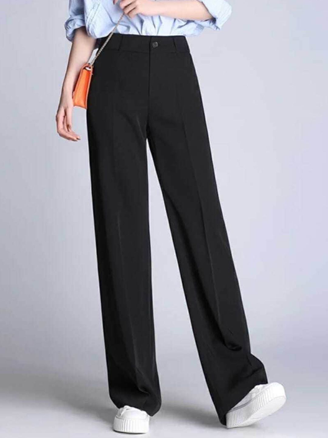 broadstar Women Loose Fit Black Lycra Blend Trousers-picture-34