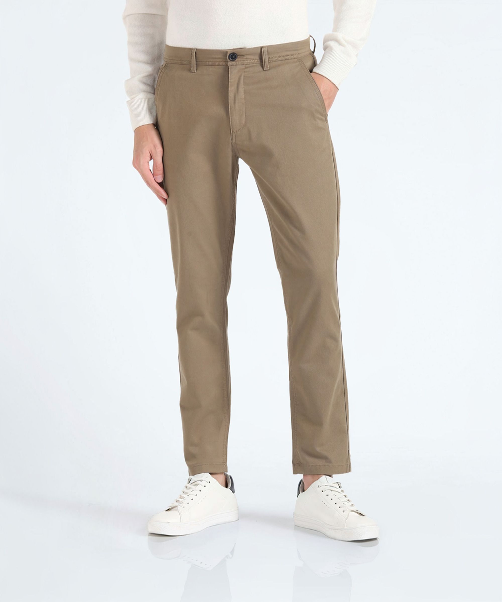 flying machine Men Regular Fit Brown Cotton Blend Trousers-picture-14