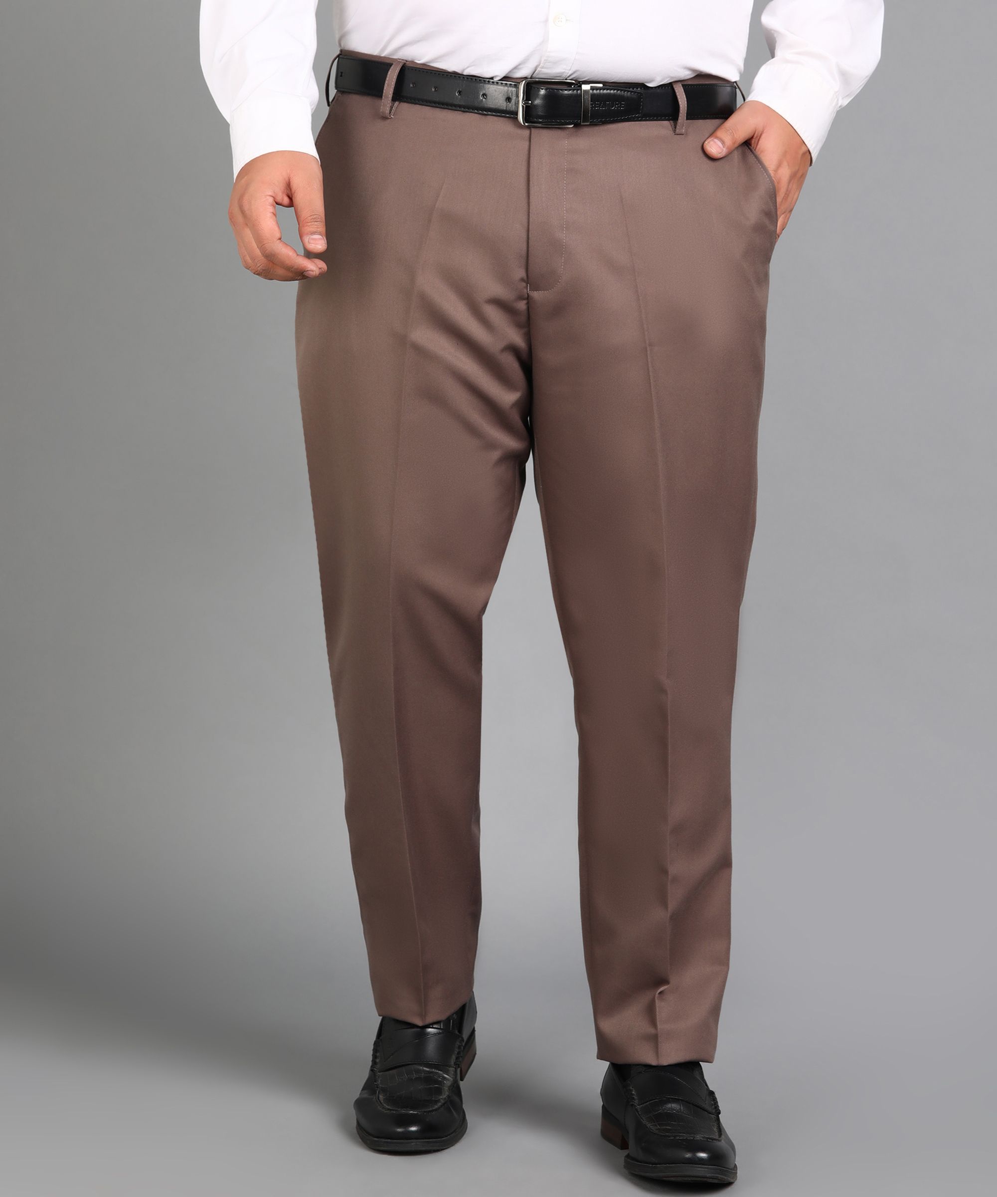 metronaut plus Plus Size Men Slim Fit Brown Polyester Trousers-picture-11