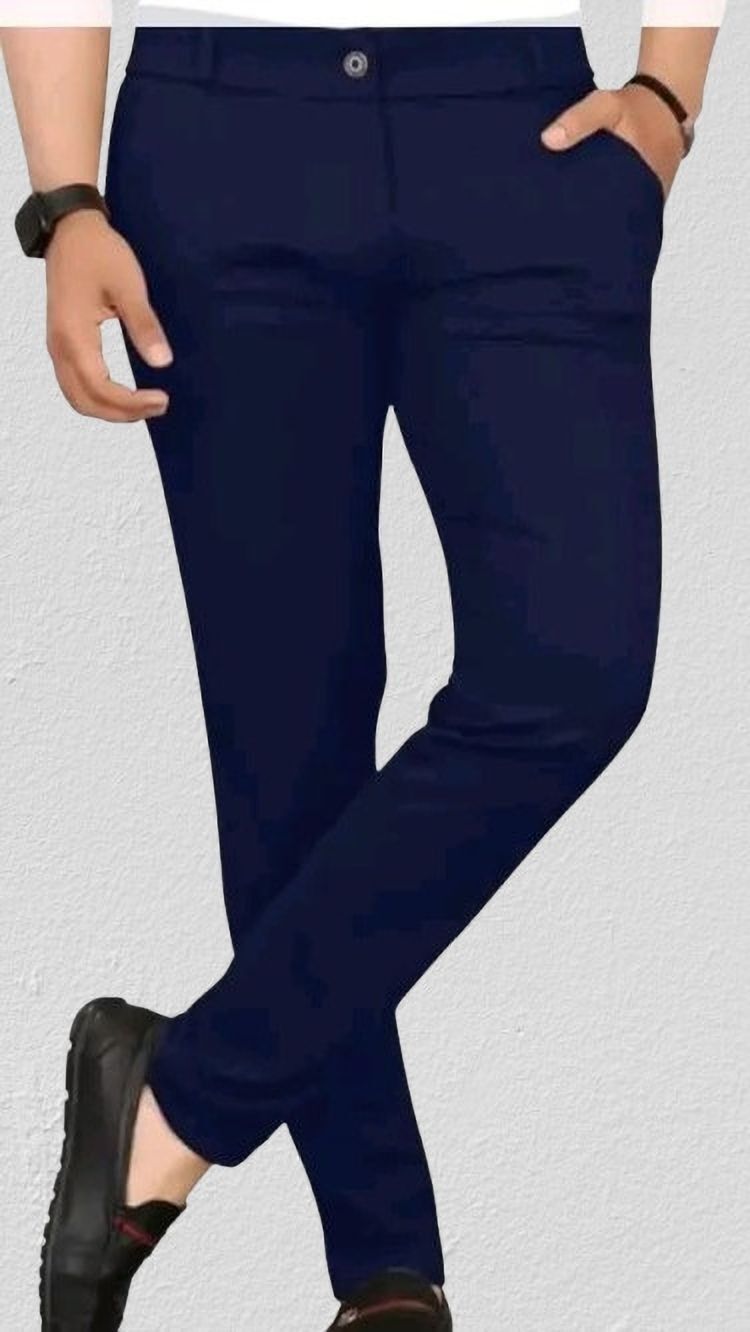 Men Regular Fit Multicolor Cotton Blend Trousers-image-0