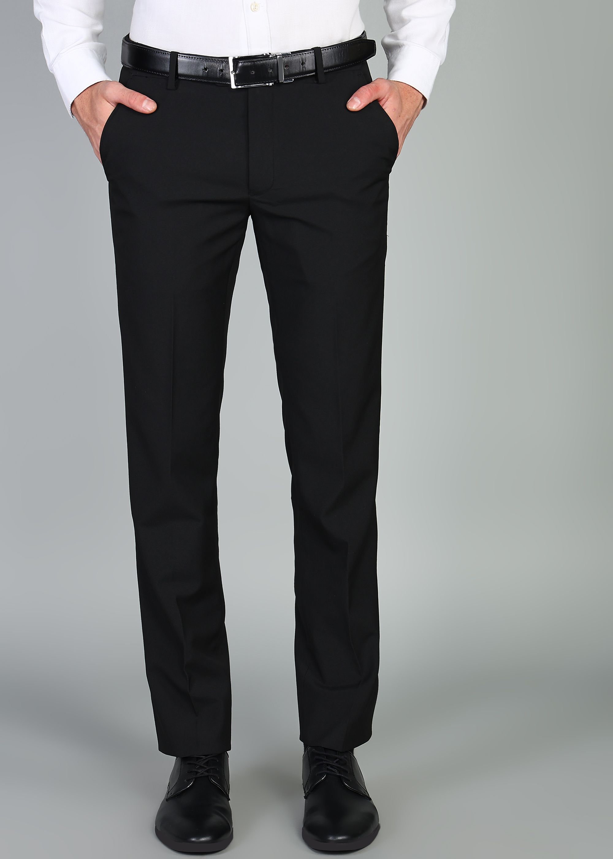 peter england Men Slim Fit Black Polyester Trousers-picture-16
