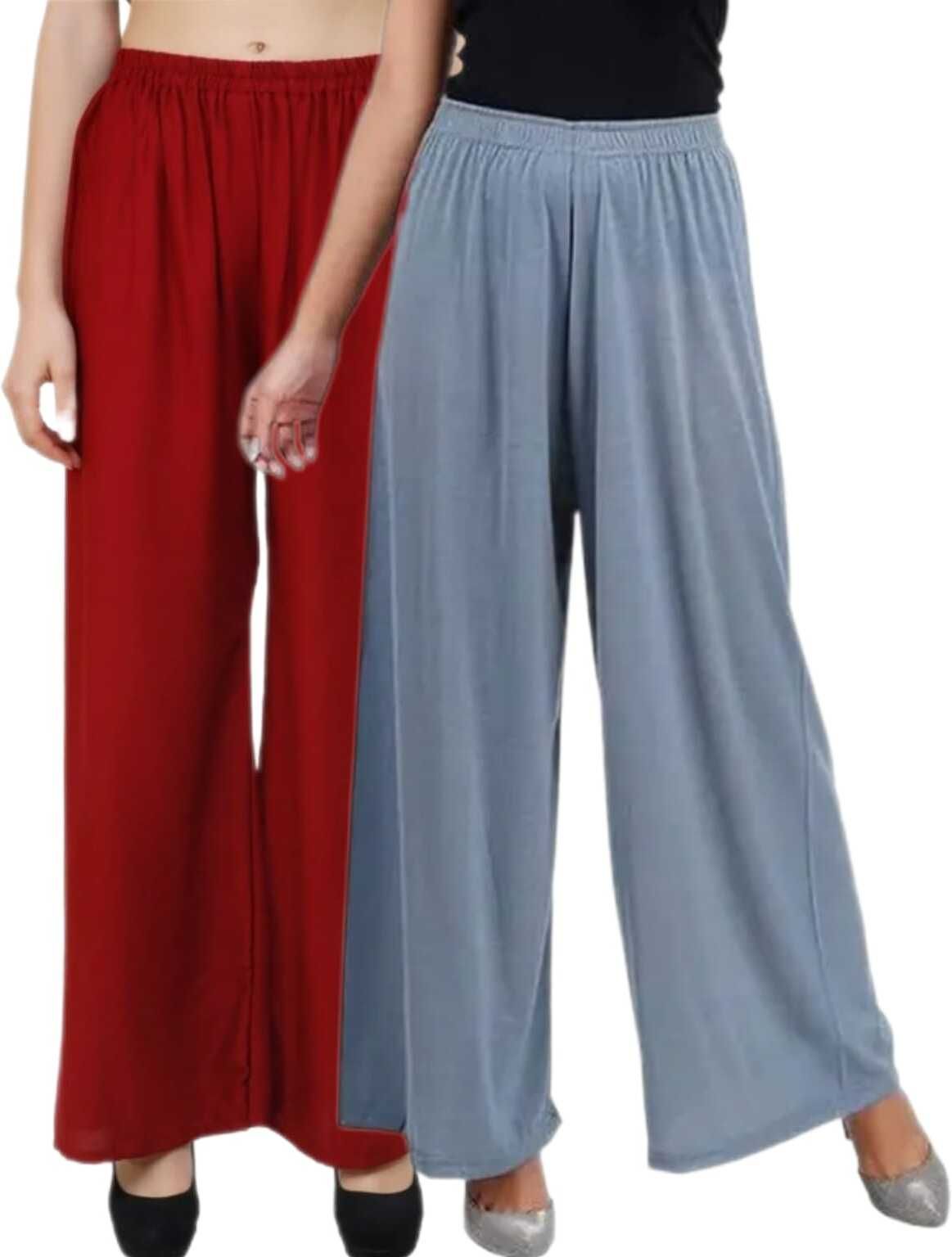 vestment Pack of 2 Women Regular Fit Beige, Black, Blue, Green, Grey, Khaki, Light Green, Maroon, Multicolor, Pink, Purple, Red, White, Yellow Viscose Rayon Trousers-picture-16