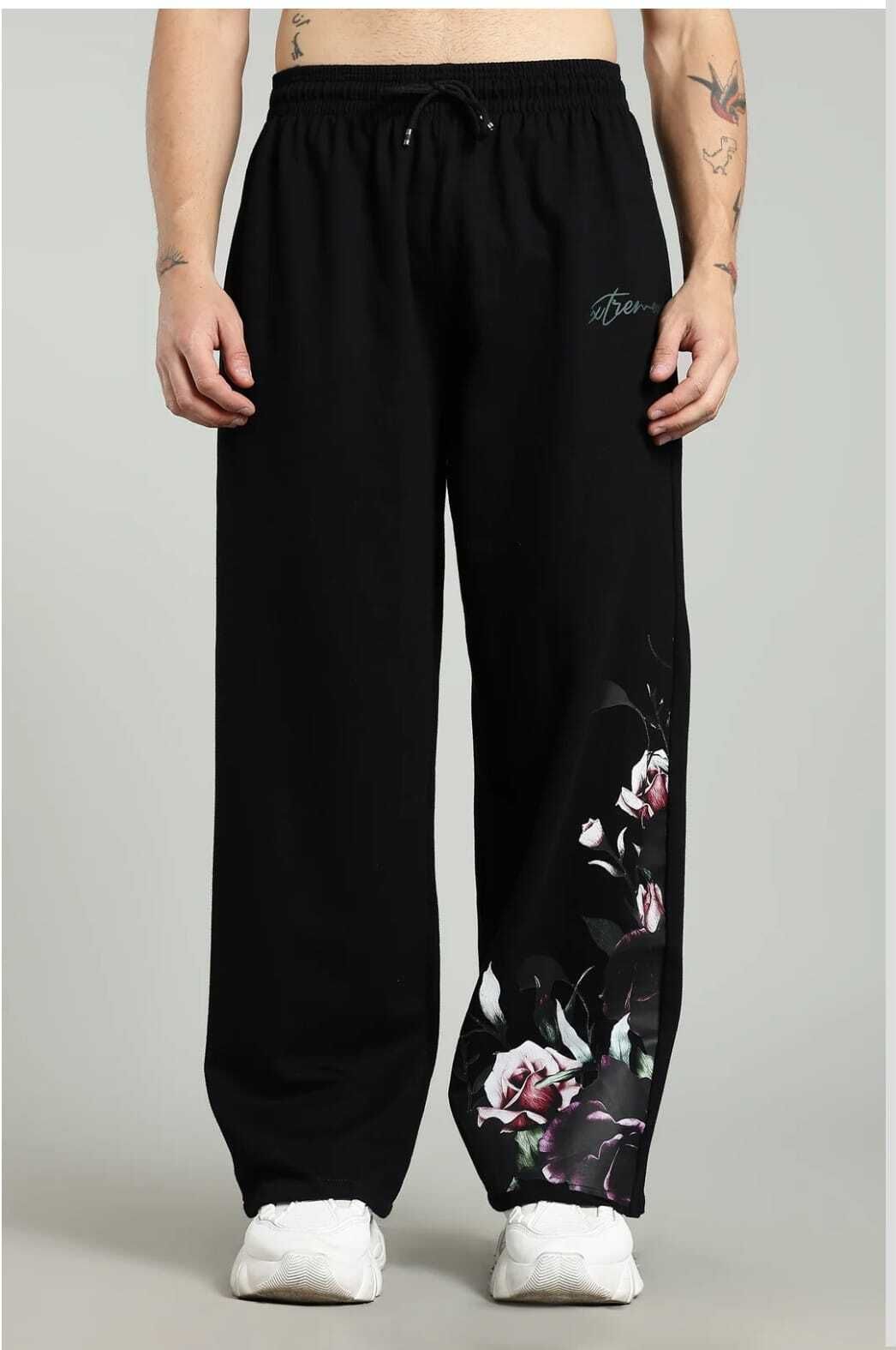 Men Regular Fit, Loose Fit Black Cotton Blend Trousers-image-16