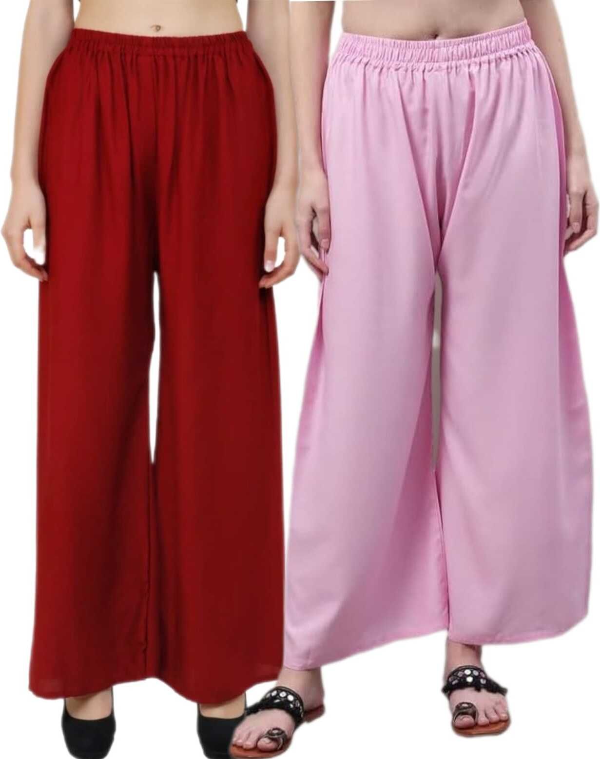 vestment Pack of 2 Women Regular Fit Beige, Black, Blue, Green, Grey, Khaki, Light Green, Maroon, Multicolor, Pink, Purple, Red, White, Yellow Viscose Rayon Trousers-picture-42
