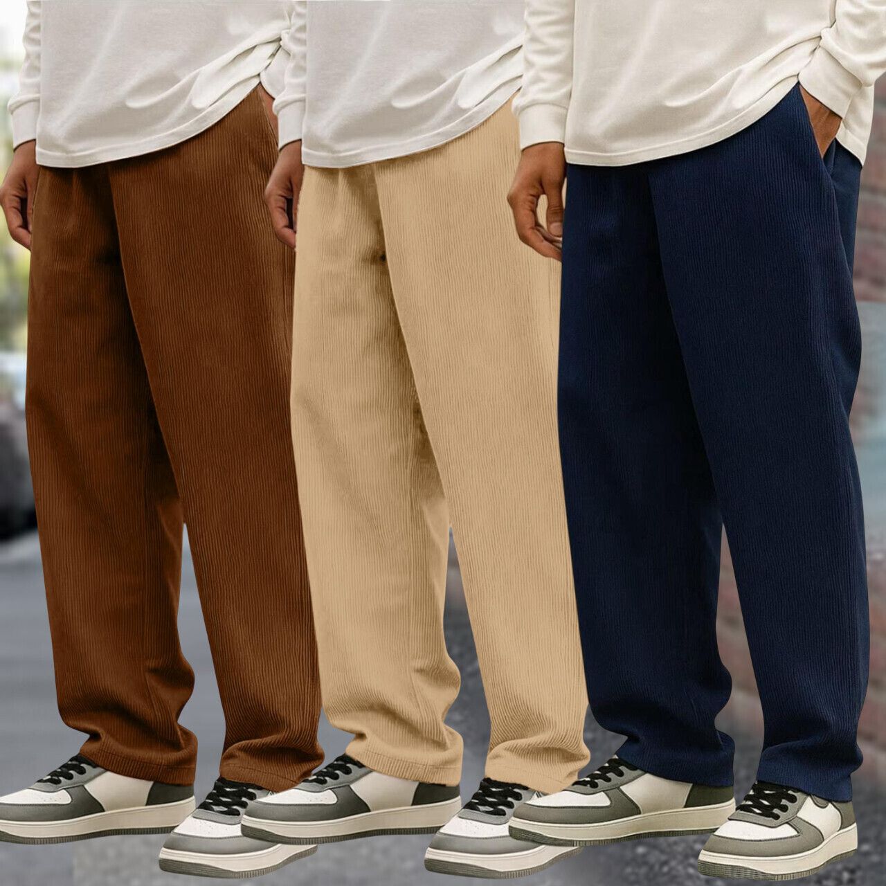 Men Relaxed Multicolor Cotton Blend Trousers