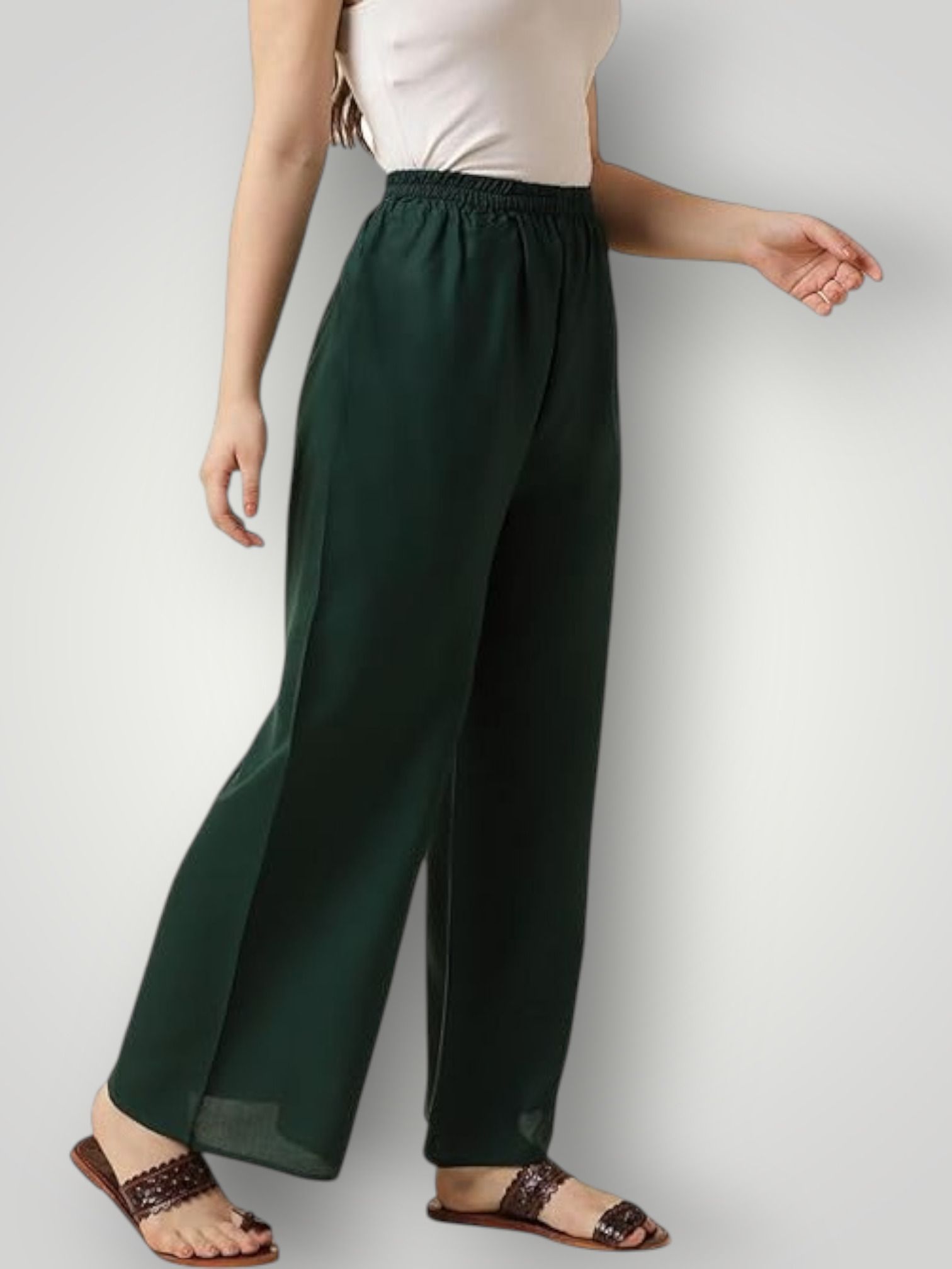 acd Women Comfort Fit Green Viscose Rayon Trousers-picture-14