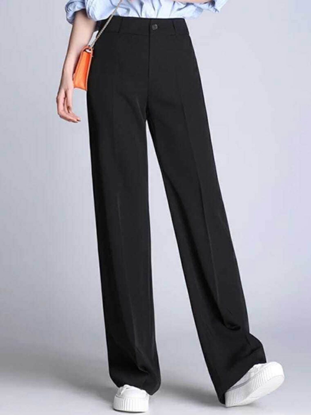 broadstar Women Loose Fit Black Lycra Blend Trousers-picture-11