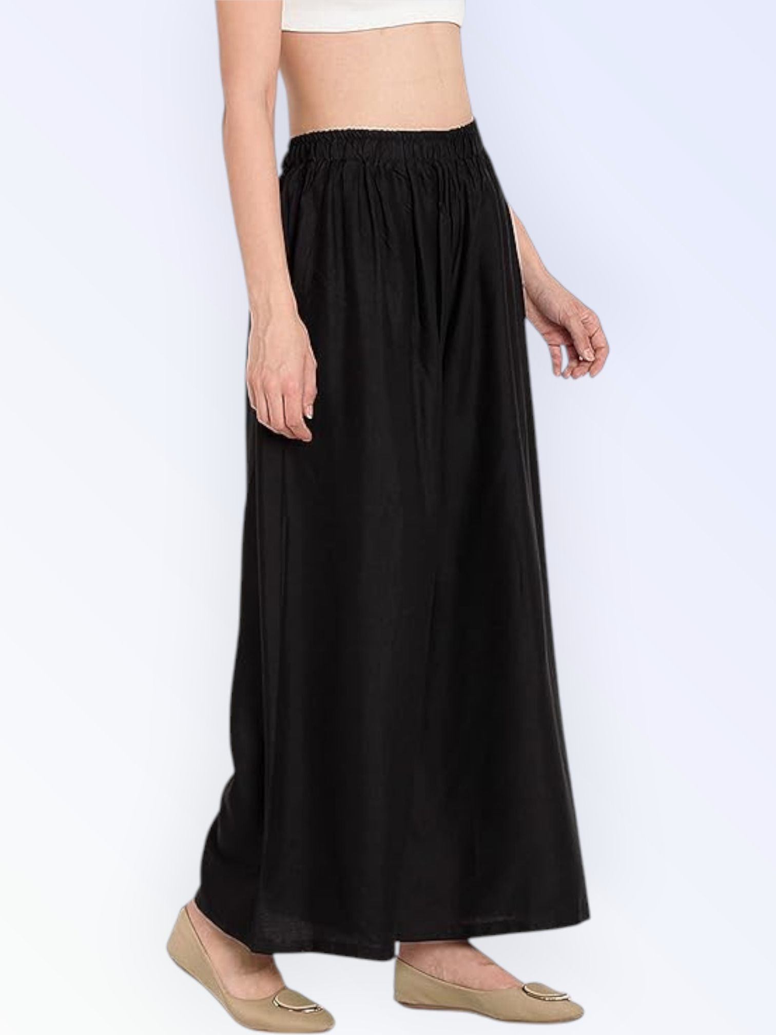 Women Comfort Fit Black Viscose Rayon Trousers-image-45