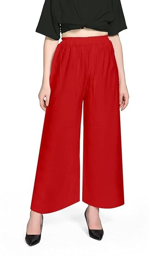 acd Women Comfort Fit Red Viscose Rayon Trousers-picture-7
