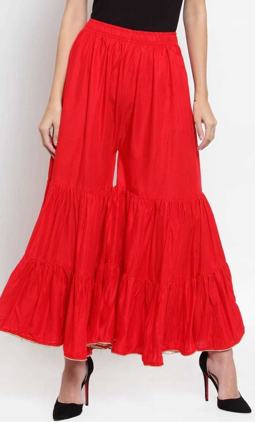 rangkriti Women Flared Red Viscose Rayon Trousers-picture-15