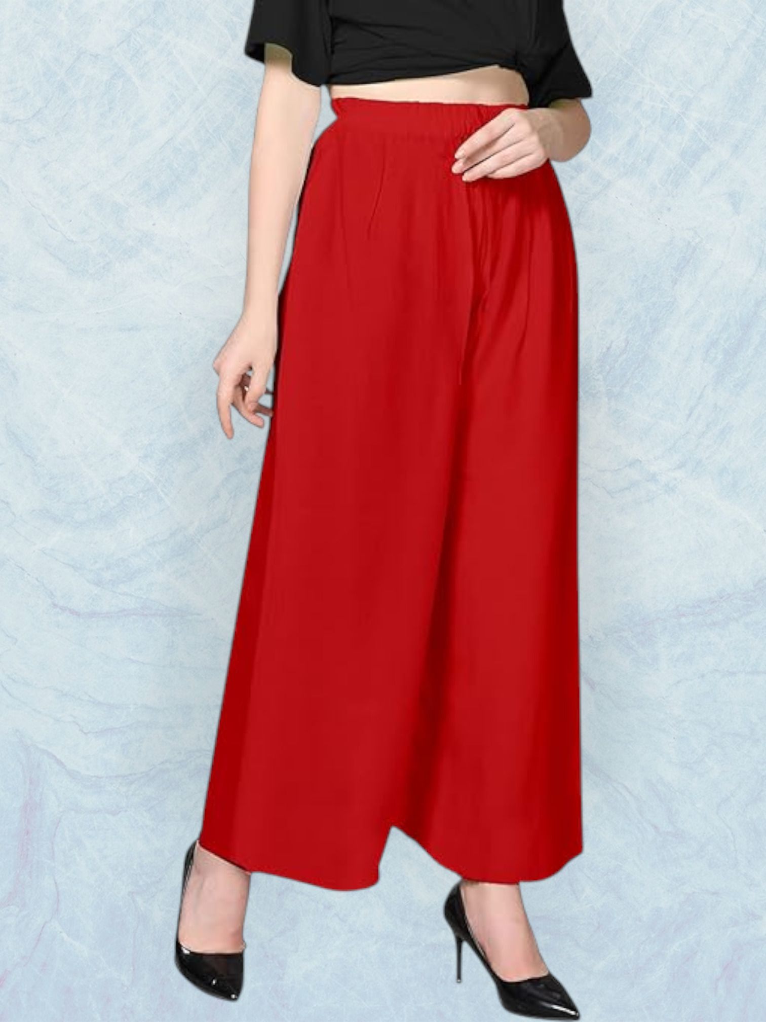 acd Women Comfort Fit Red Viscose Rayon Trousers-picture-41
