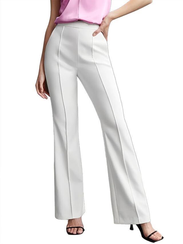Women Regular Fit White Lycra Blend Trousers