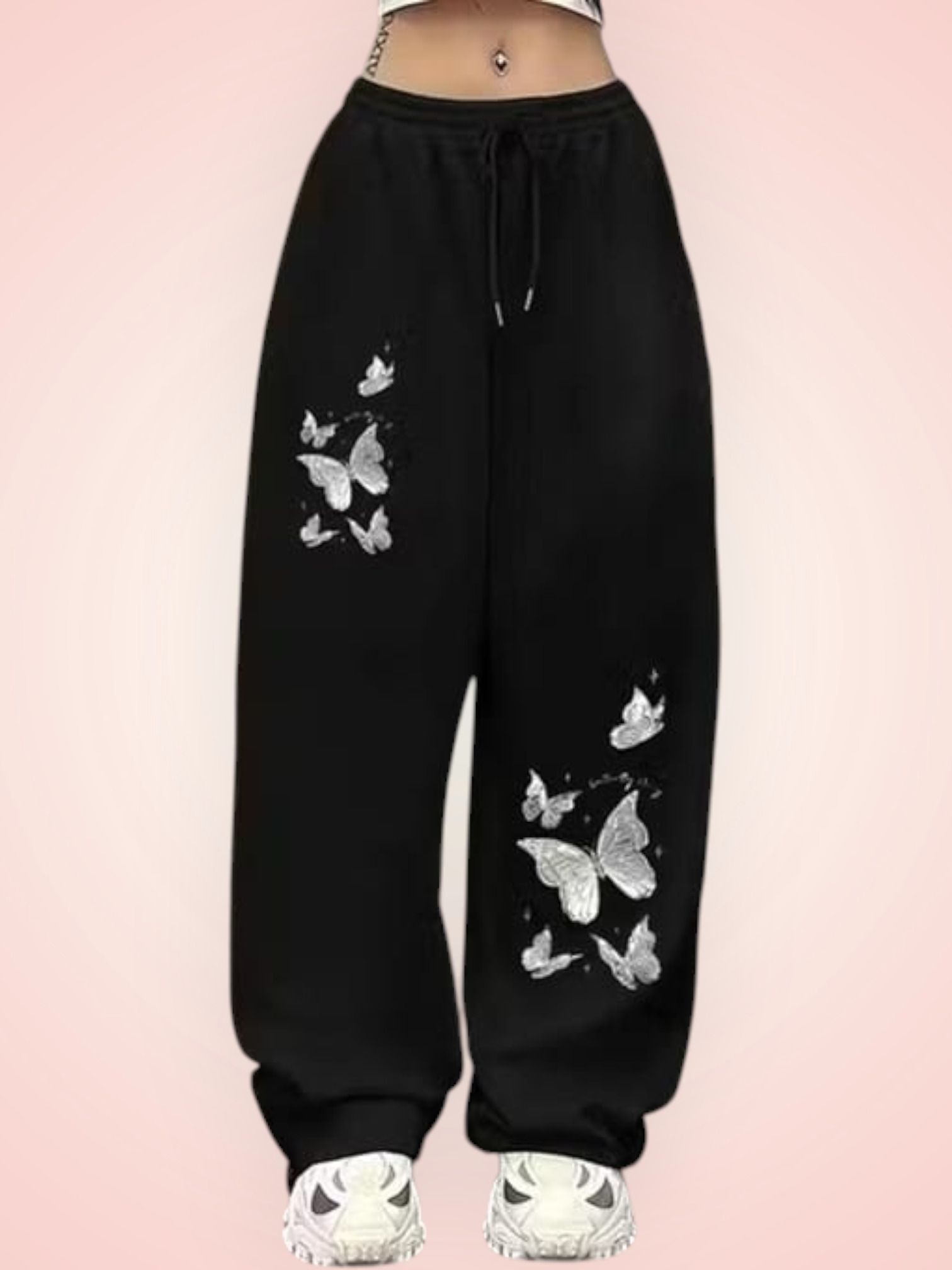 Women Printed Black Track Pants-image-40