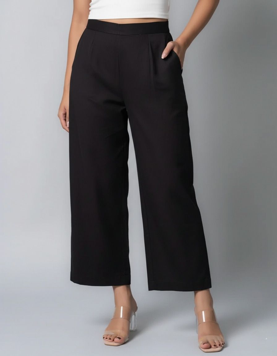 moirai Women Straight Fit Black Pure Cotton Trousers-picture-19