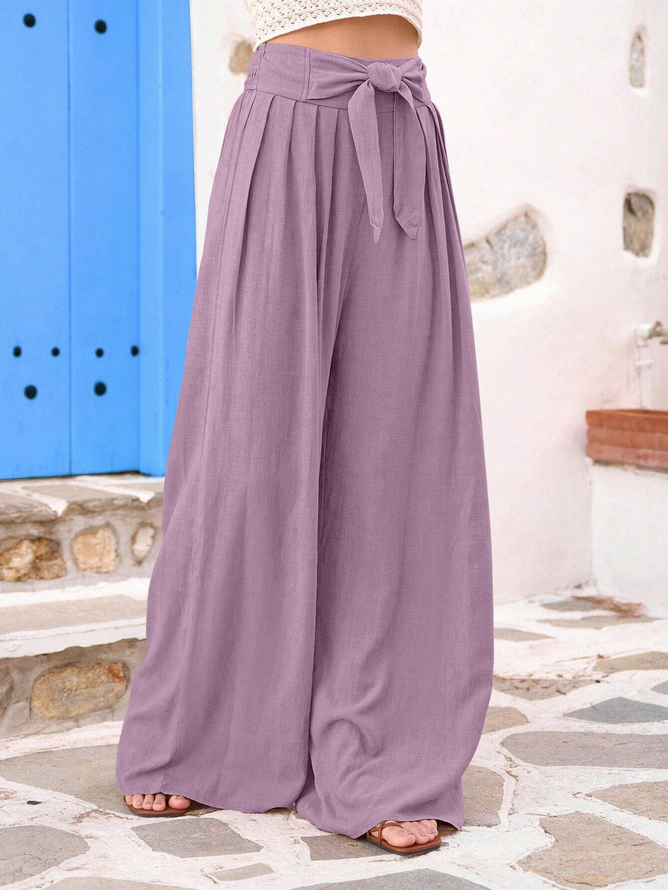 leriya fashion Women Regular Fit Purple Cotton Blend Trousers-picture-20